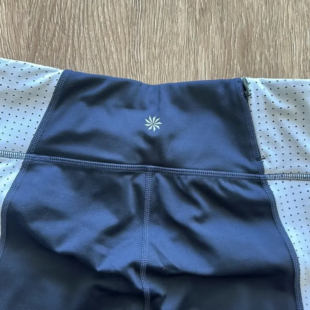 Athleta Contender 7/8 Tight‎ Leggings Blue & White Size XS